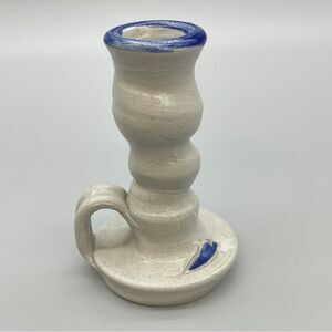 Vintage Williamsburg Va. Pottery Handcrafted Ceramic Candle Holder Cobalt